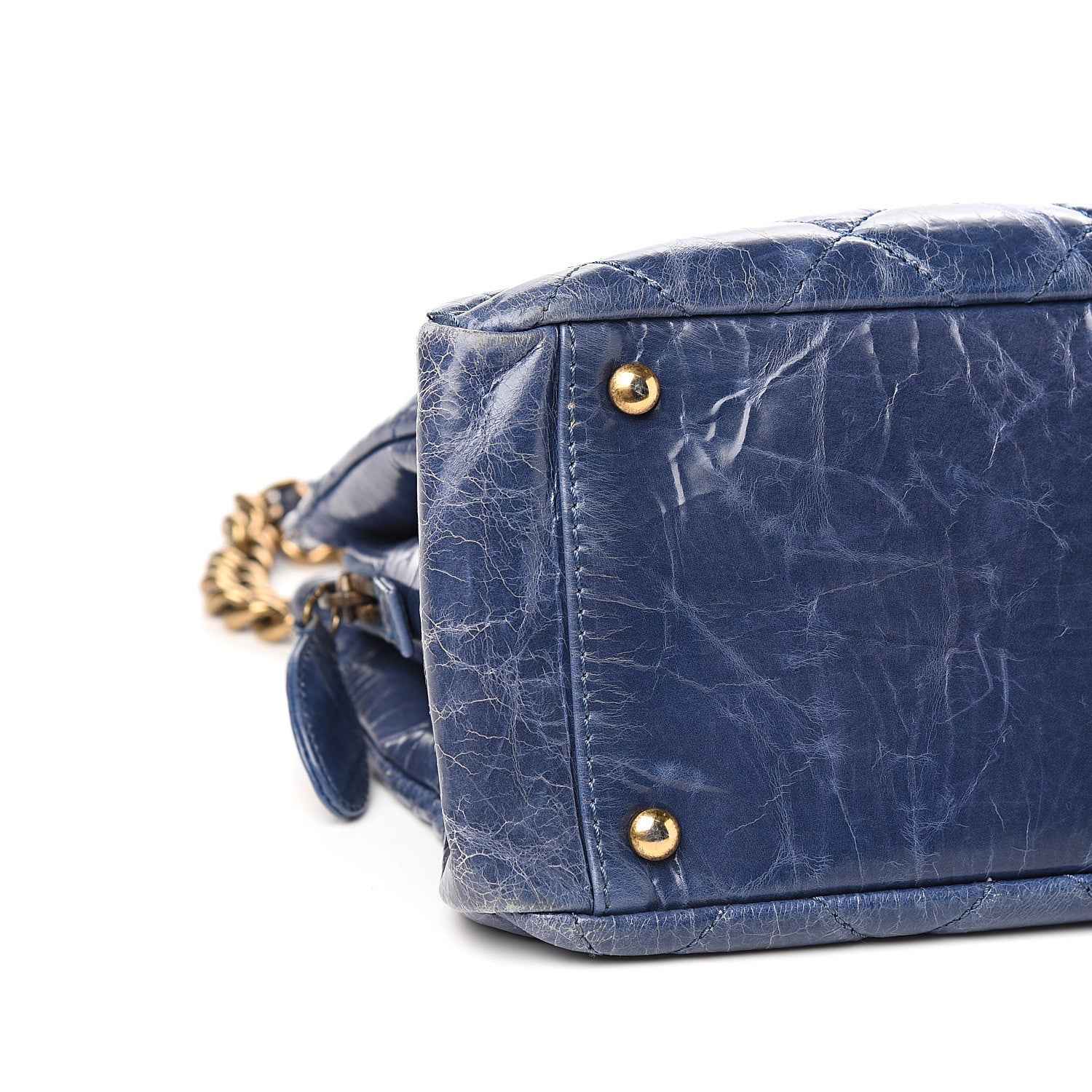 Chanel Glazed Crackled Calfskin Small Reissue Tote Blue 9 of 11