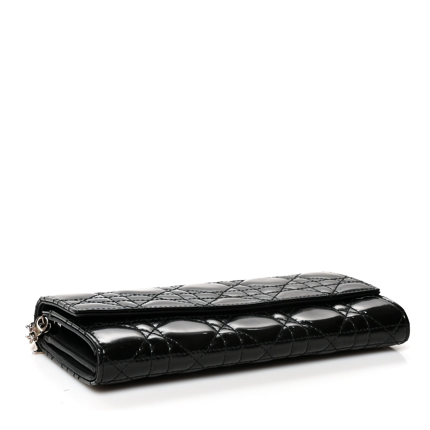 Christian Dior Patent Cannage Lady Dior Rendezvous Wallet On Chain Black Black 5 of 11
