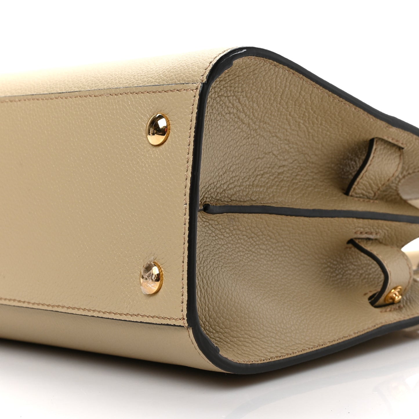 Grainy Calfskin Mini Two Handle Title Bag Camel