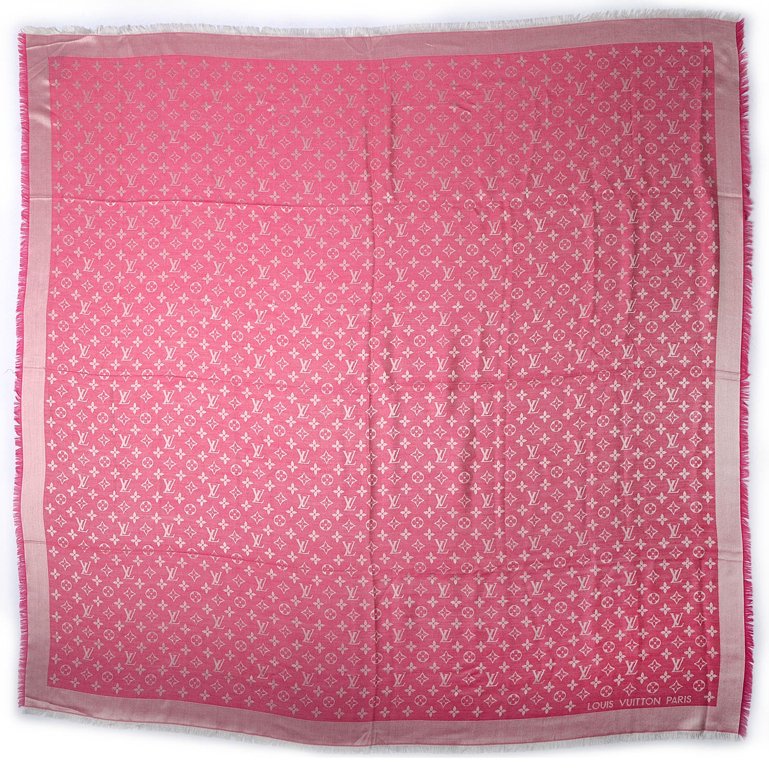 Louis Vuitton Wool Silk Monogram Denim Shawl Pivoine 3 of 5