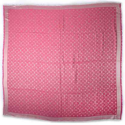 Louis Vuitton Wool Silk Monogram Denim Shawl Pivoine 3 of 5