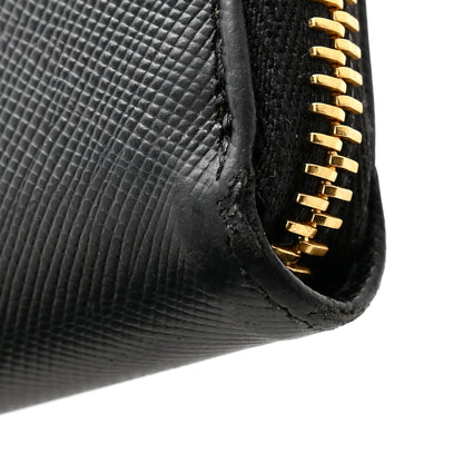Prada Saffiano Metal Zip Around Wallet Black 10 of 12