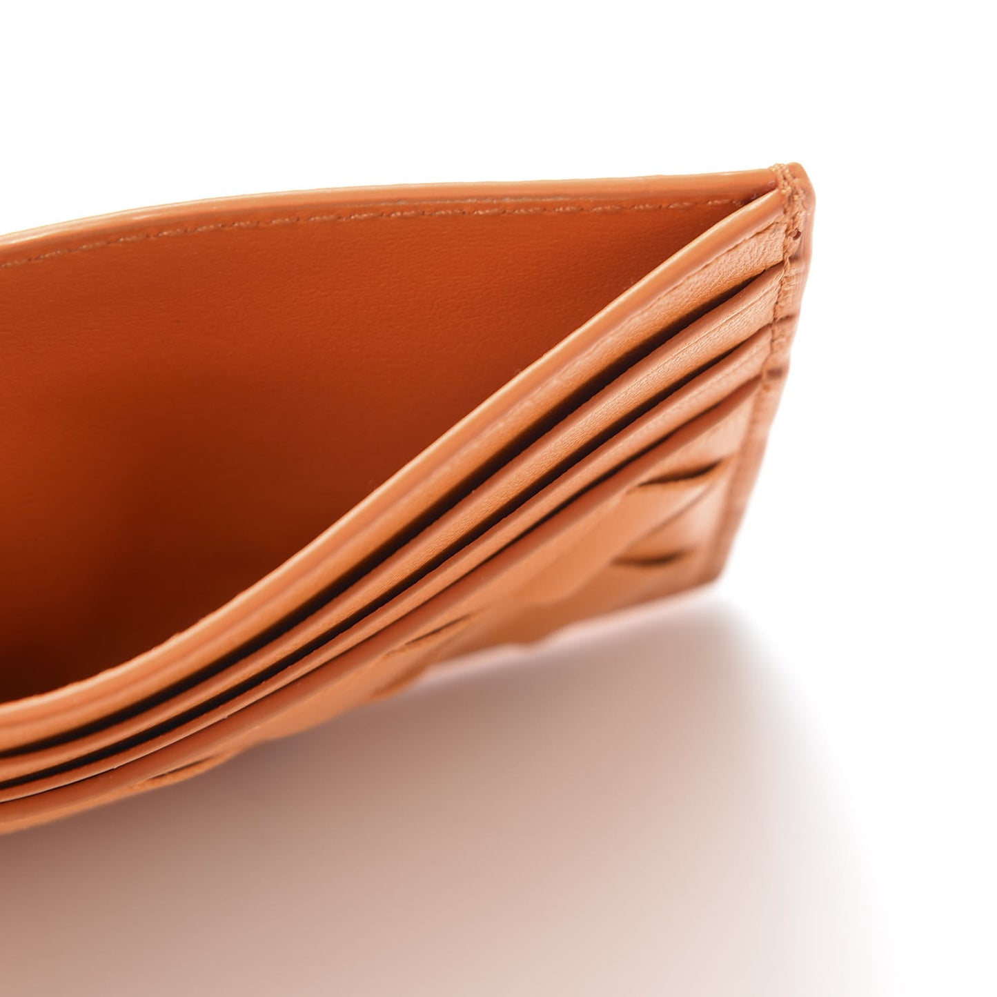 Nappa Intrecciato Card Holder Light Orange