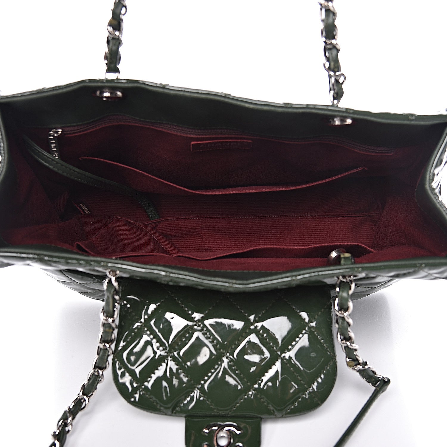 Chanel Patent Quilted Large Coco Shine Shopping Tote Dark Green 5 of 9