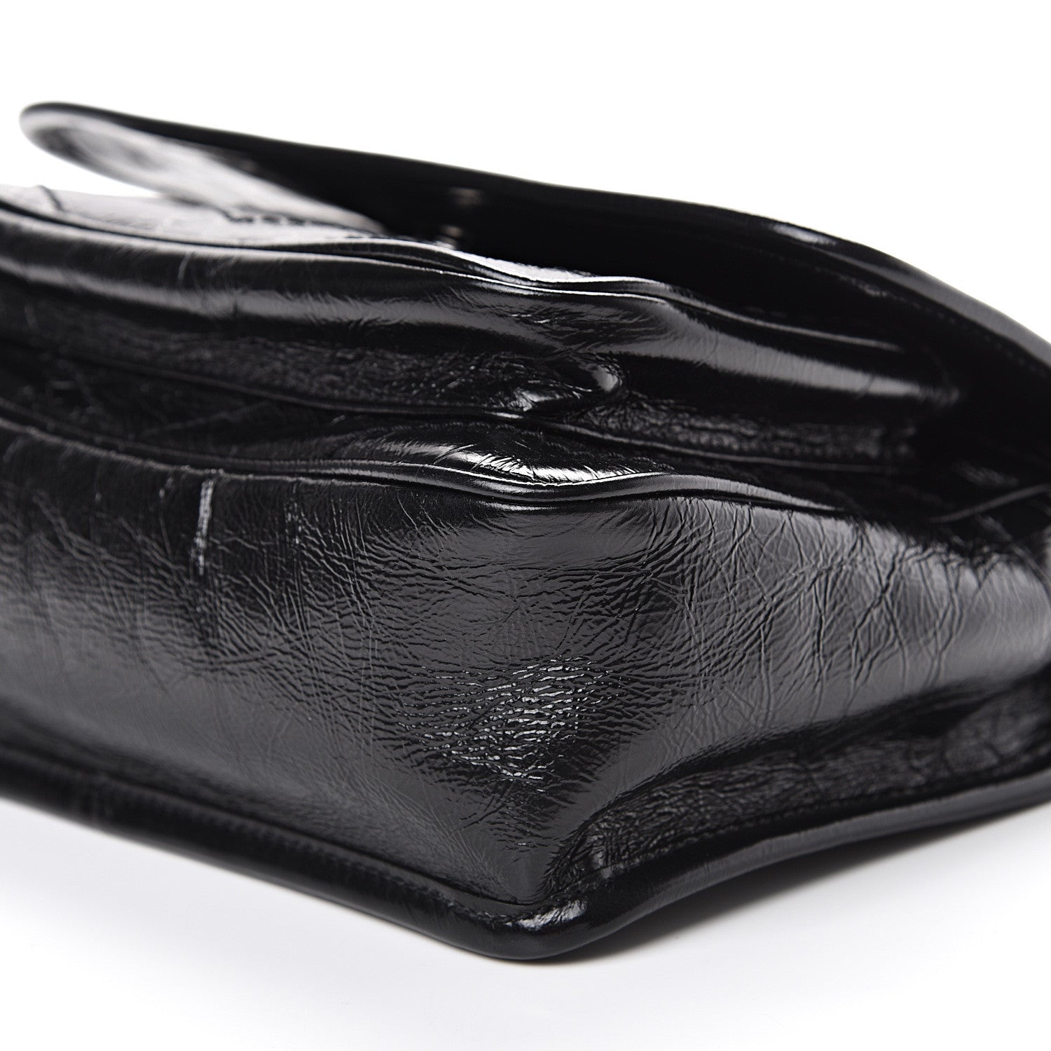 Saint Laurent Crinkled Calfskin Matelasse Monogram Baby Niki Chain Satchel Black 9 of 9