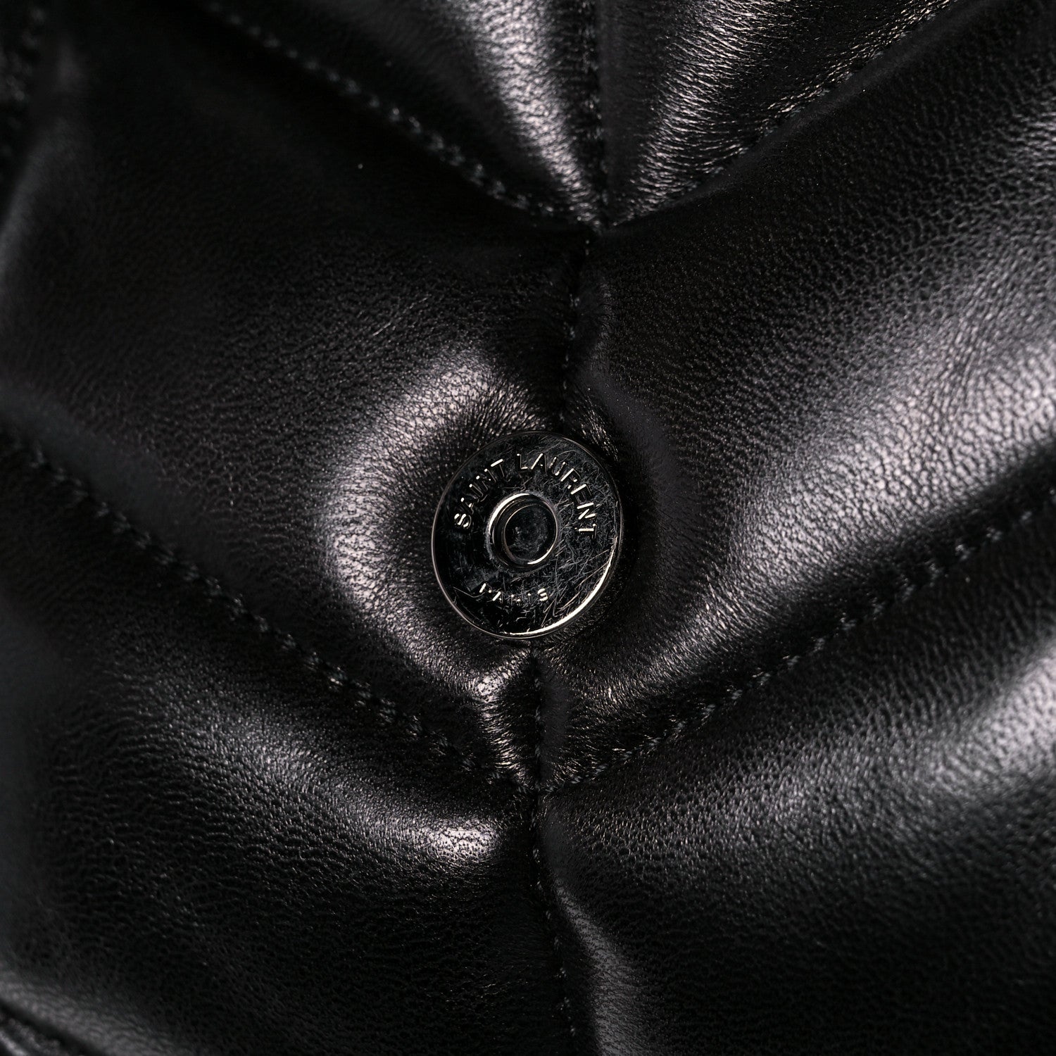 Saint Laurent Lambskin Quilted Monogram Monochrome Small Loulou Puffer Chain Satchel Black 12 of 13