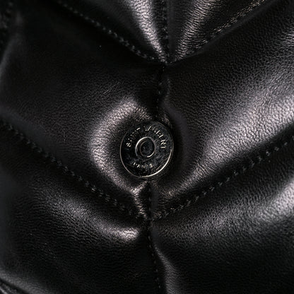 Saint Laurent Lambskin Quilted Monogram Monochrome Small Loulou Puffer Chain Satchel Black 12 of 13