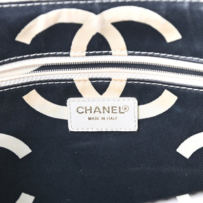 Chanel Woven Canvas Bekko Chain Tote White 6 of 10