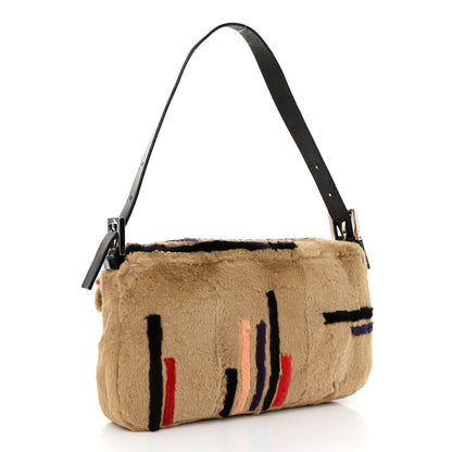 Fendi Rabbit Fur Striped Baguette Multicolor 3 of 11