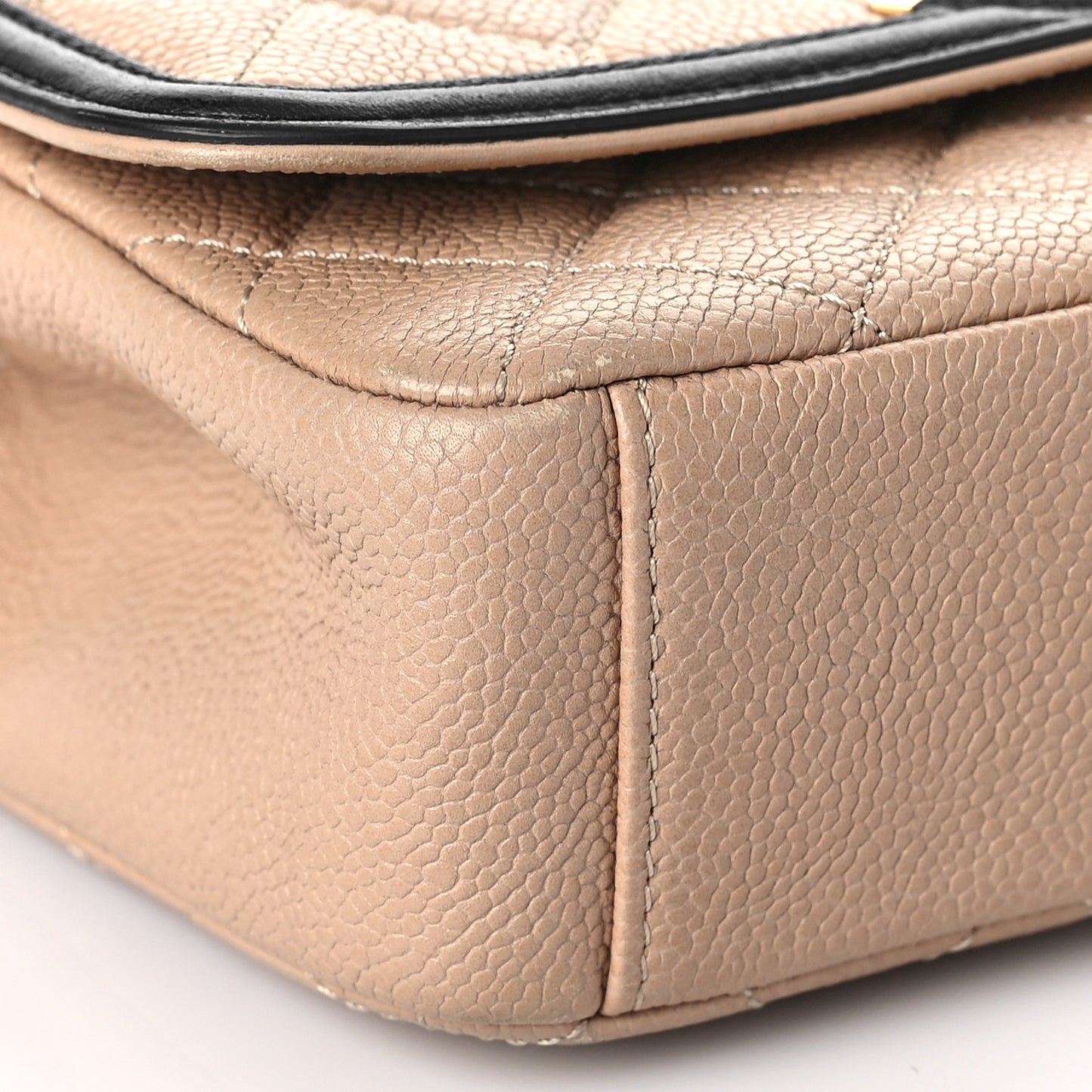 Caviar Quilted Small CC Filigree Flap Beige Black