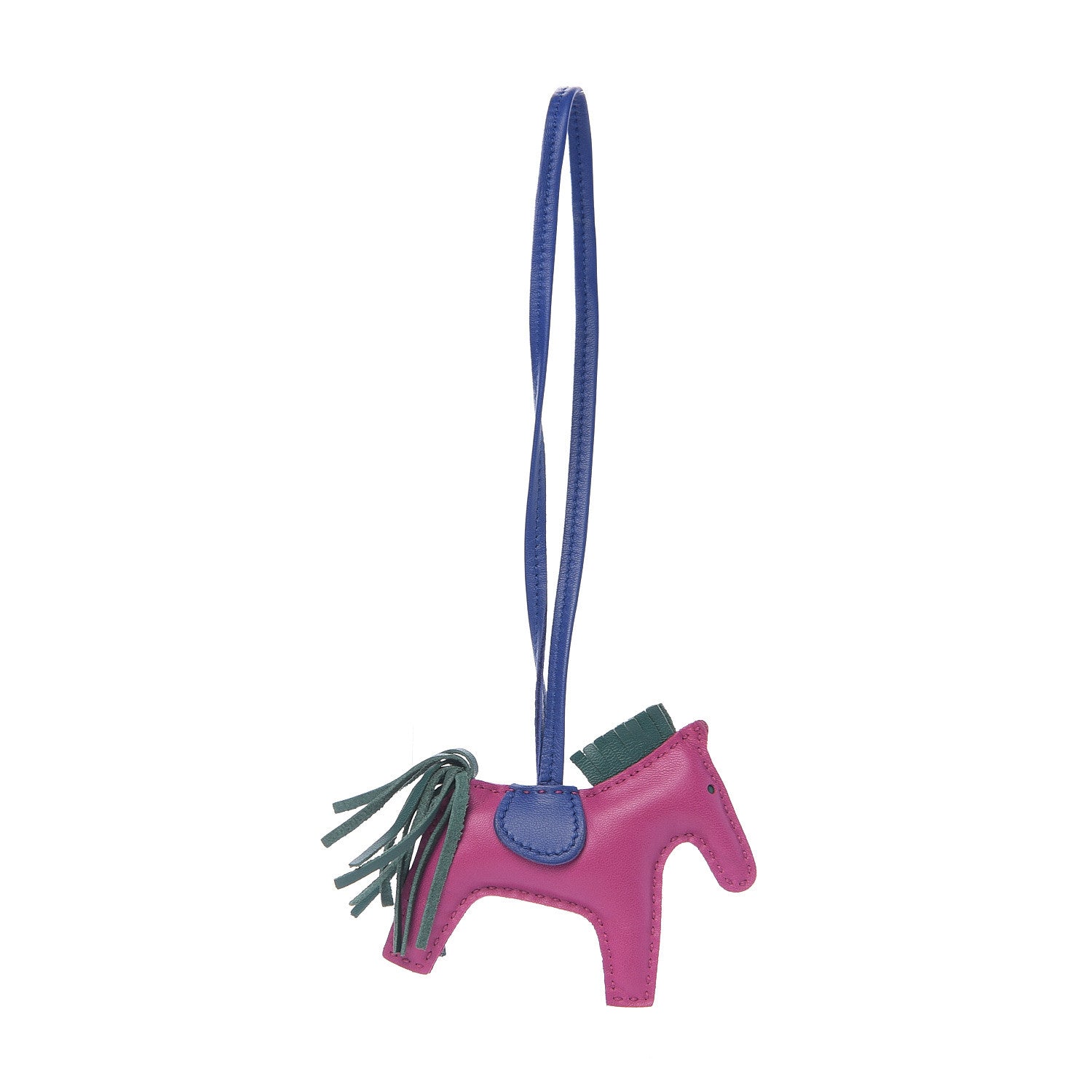 Hermes Milo Lambskin Grigri Rodeo Horse Bag Charm PM Rose Pourpre Bleu Electrique Malachite 2 of 3