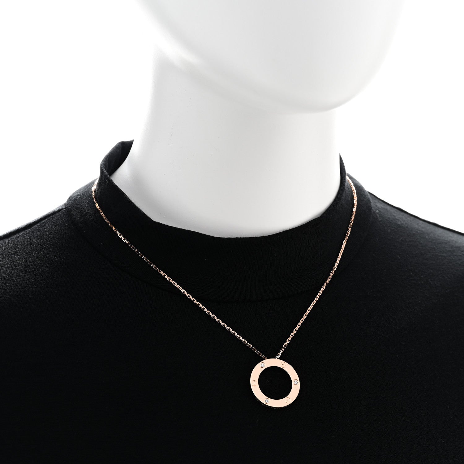 Cartier 18K Pink Gold 3 Diamonds LOVE Pendant Necklace 2 of 7