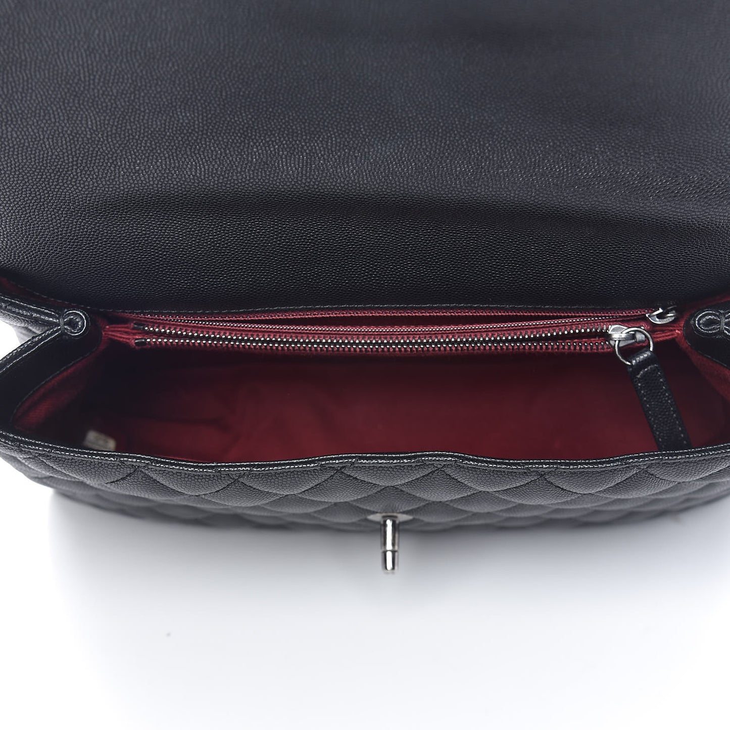 Caviar Quilted Medium Coco Handle Flap Black