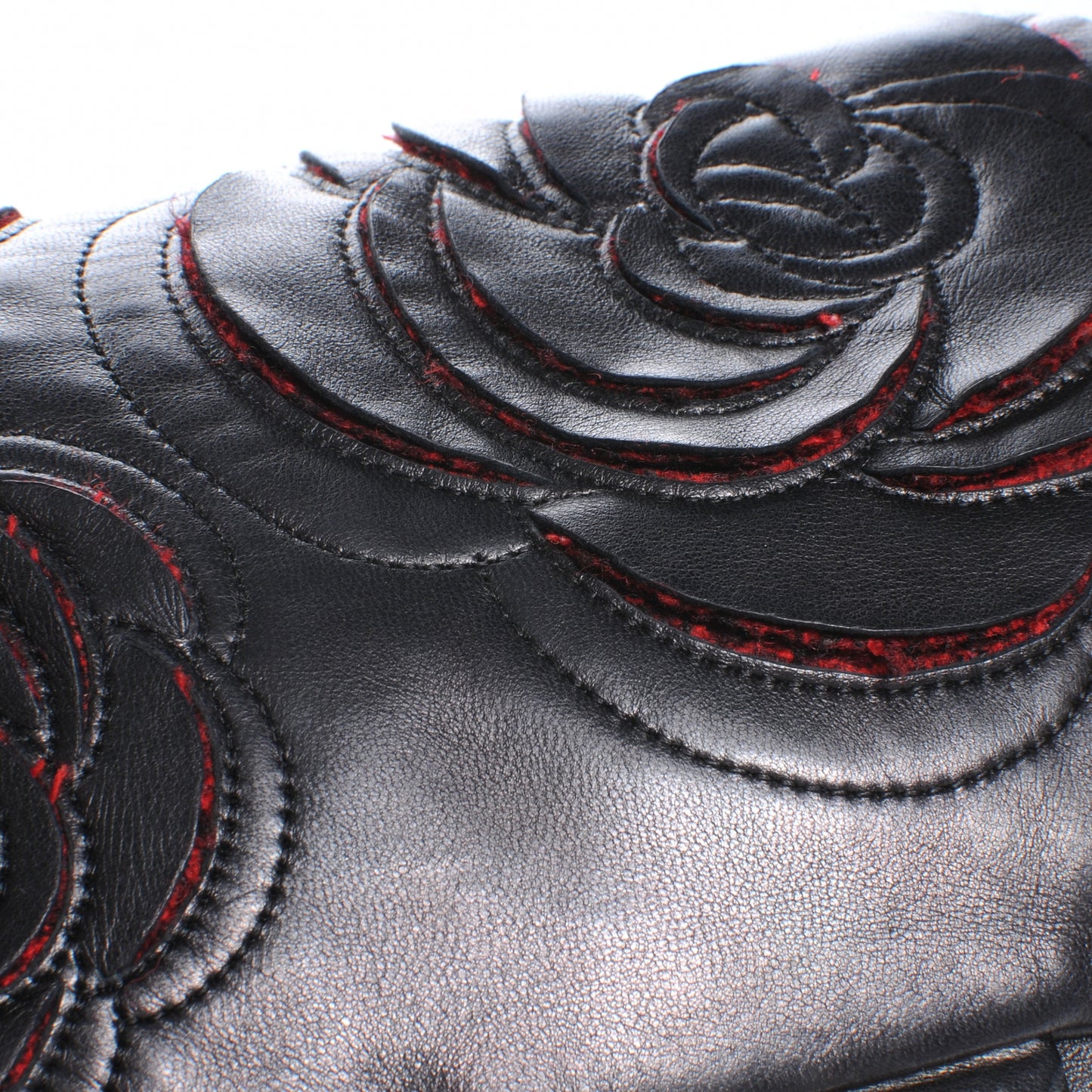 Lambskin Tweed Large Camellia Petals Flap Black