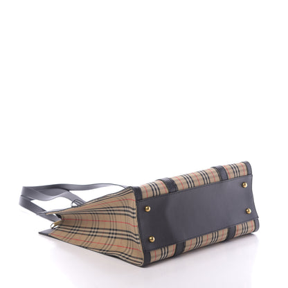 Burberry Calfskin 1983 Knight Check Link Medium Zip Tote Black 4 of 10