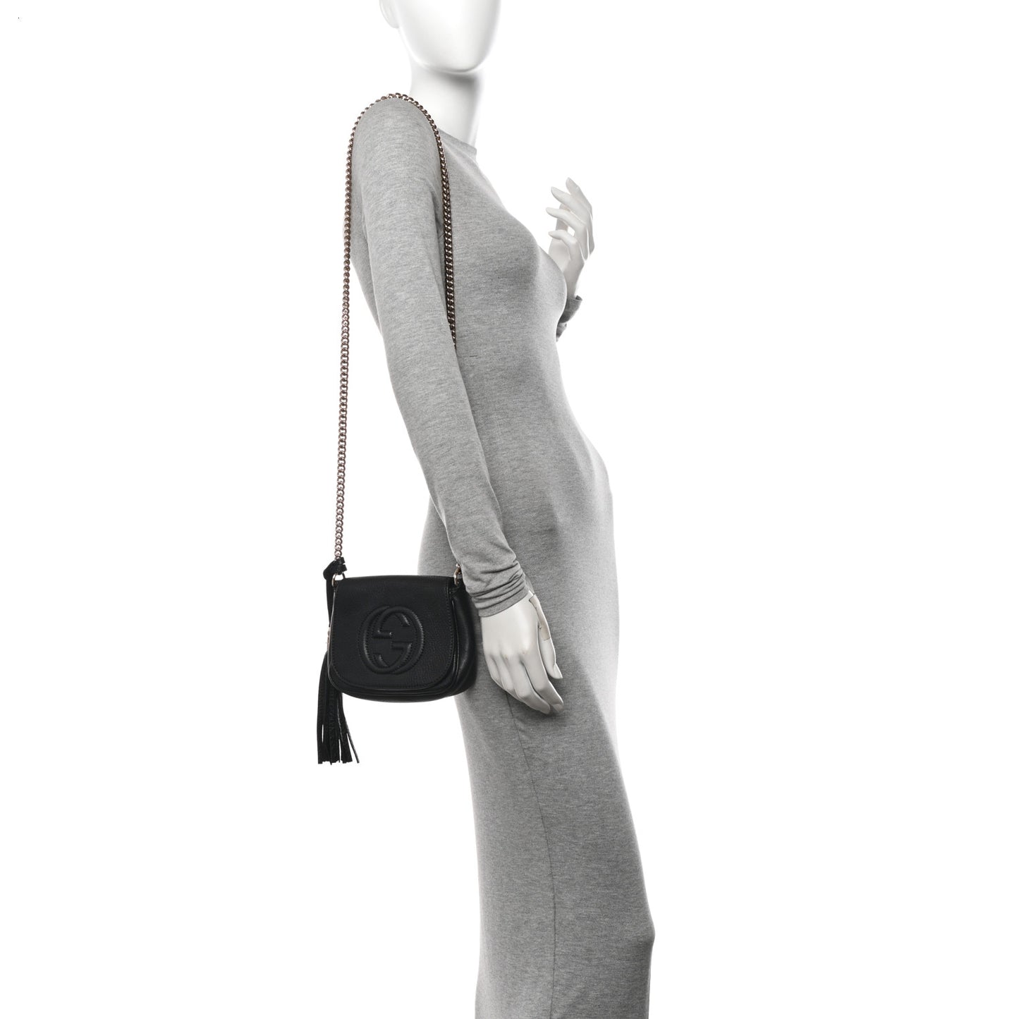 Pebbled Calfskin Small Soho Flap Crossbody Black