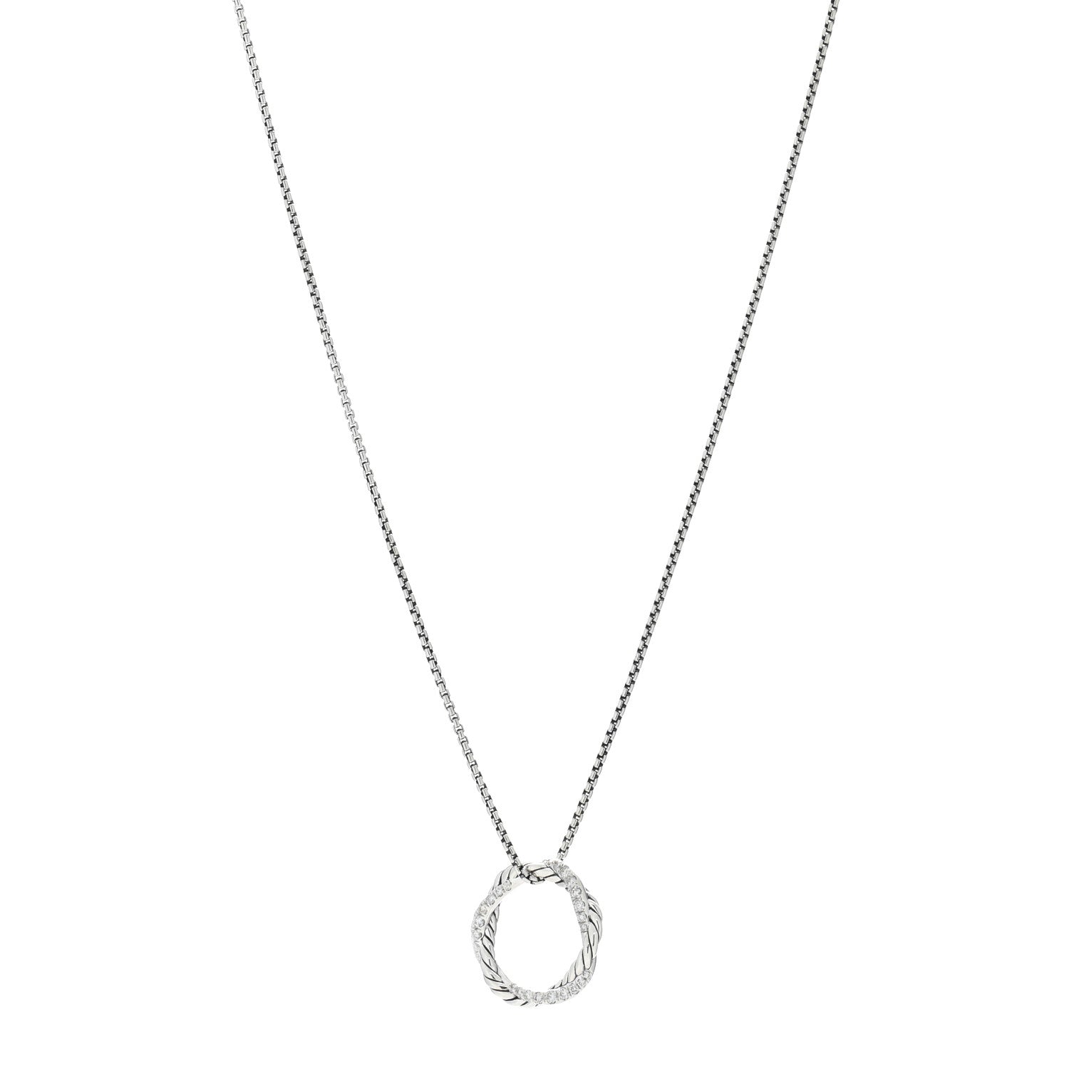 David Yurman Sterling Silver Diamond Petite Infinity Pendant Necklace 1 of 5