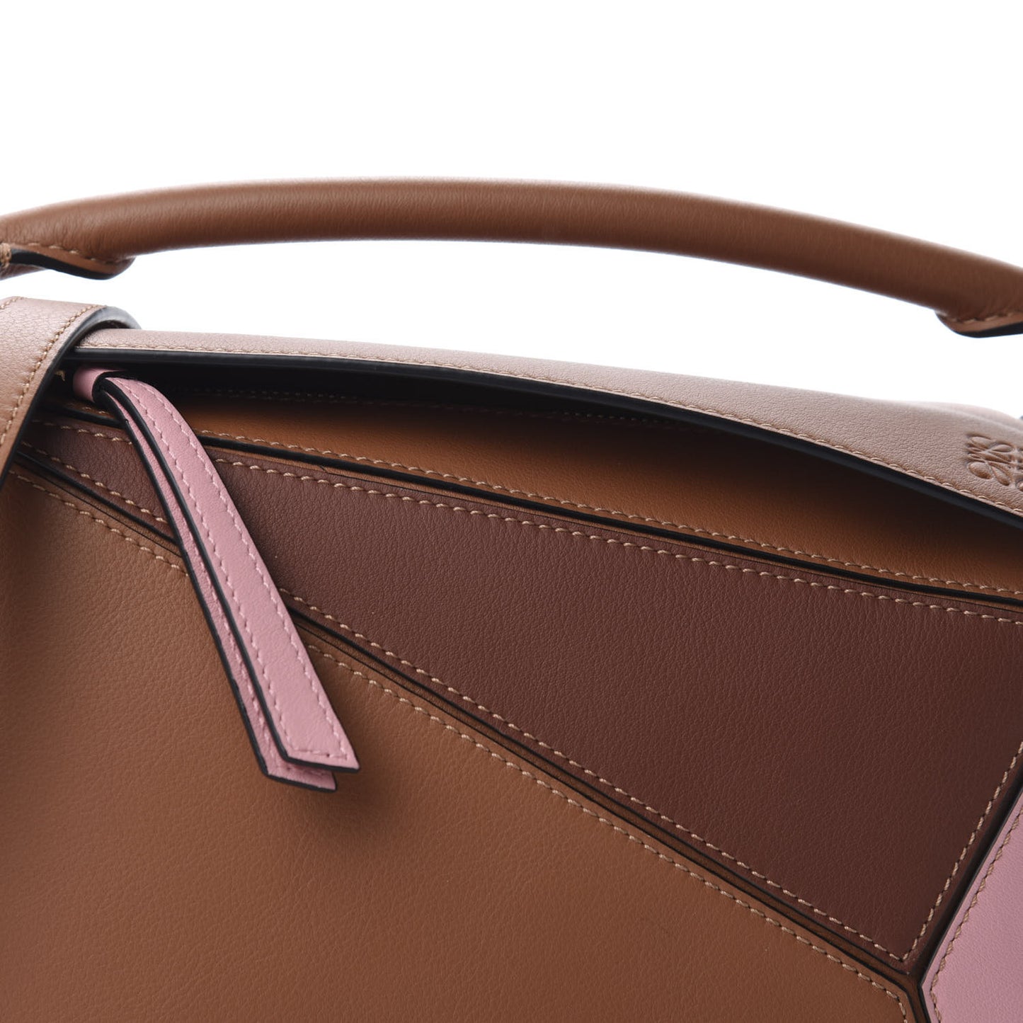 Calfskin Small Puzzle Bag Tan Medium Pink