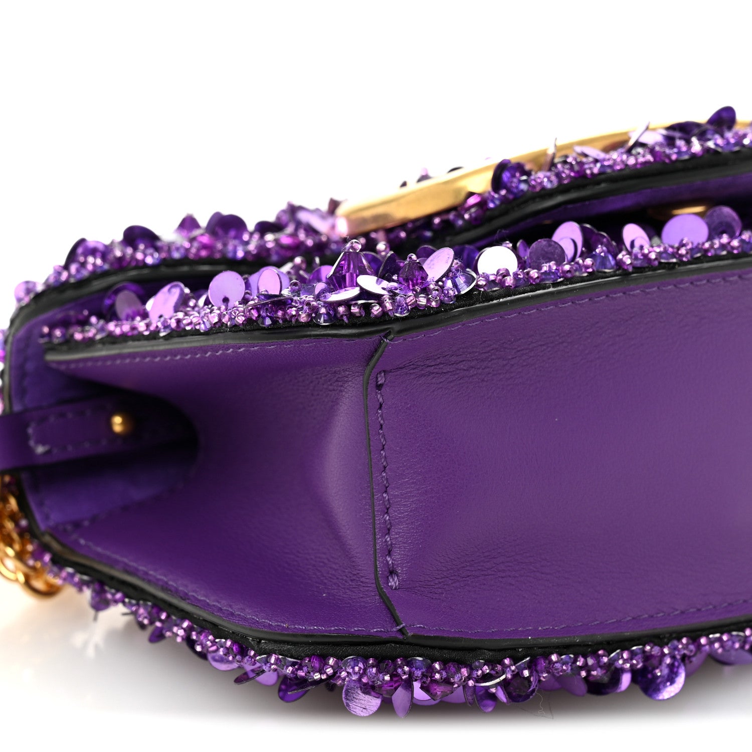 Valentino Garavani Sequin Crystal Vlogo Embroidered Small Loco Shoulder Bag Astral Purple 8 of 9