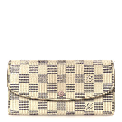 Louis Vuitton Damier Azur Emilie Wallet Rose Ballerine 1 of 9