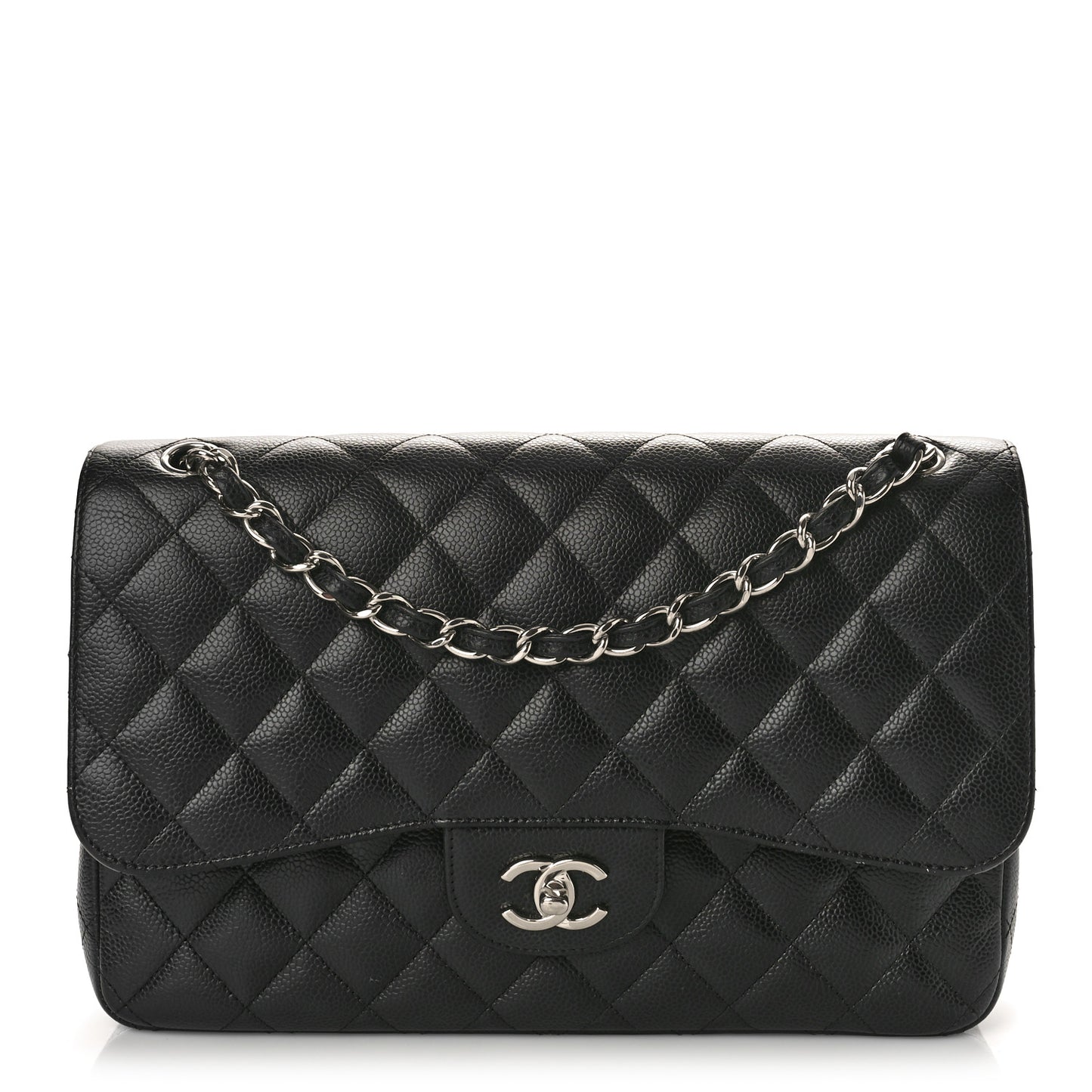 Caviar Quilted Jumbo Double Flap Black