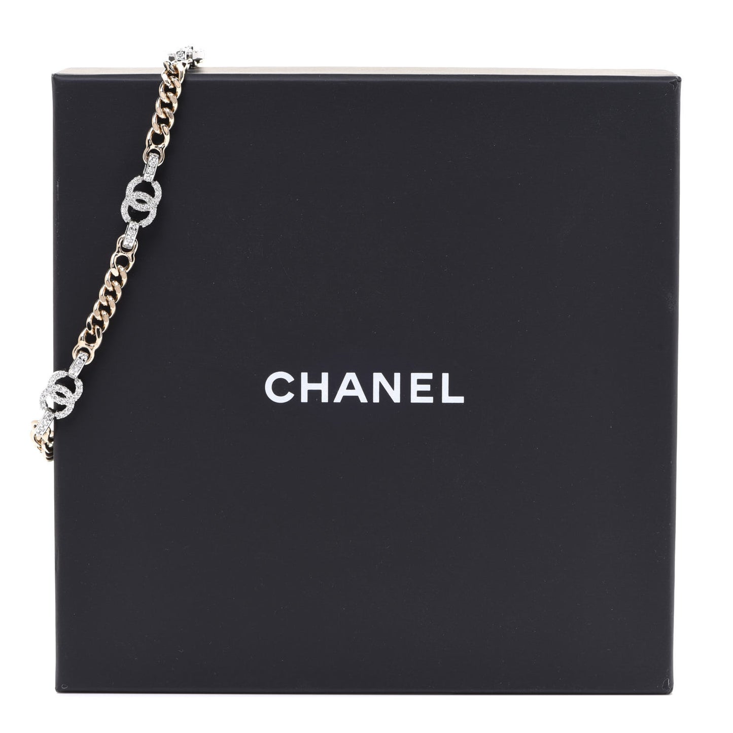 Crystal CC Chain Links Choker Necklace Gold