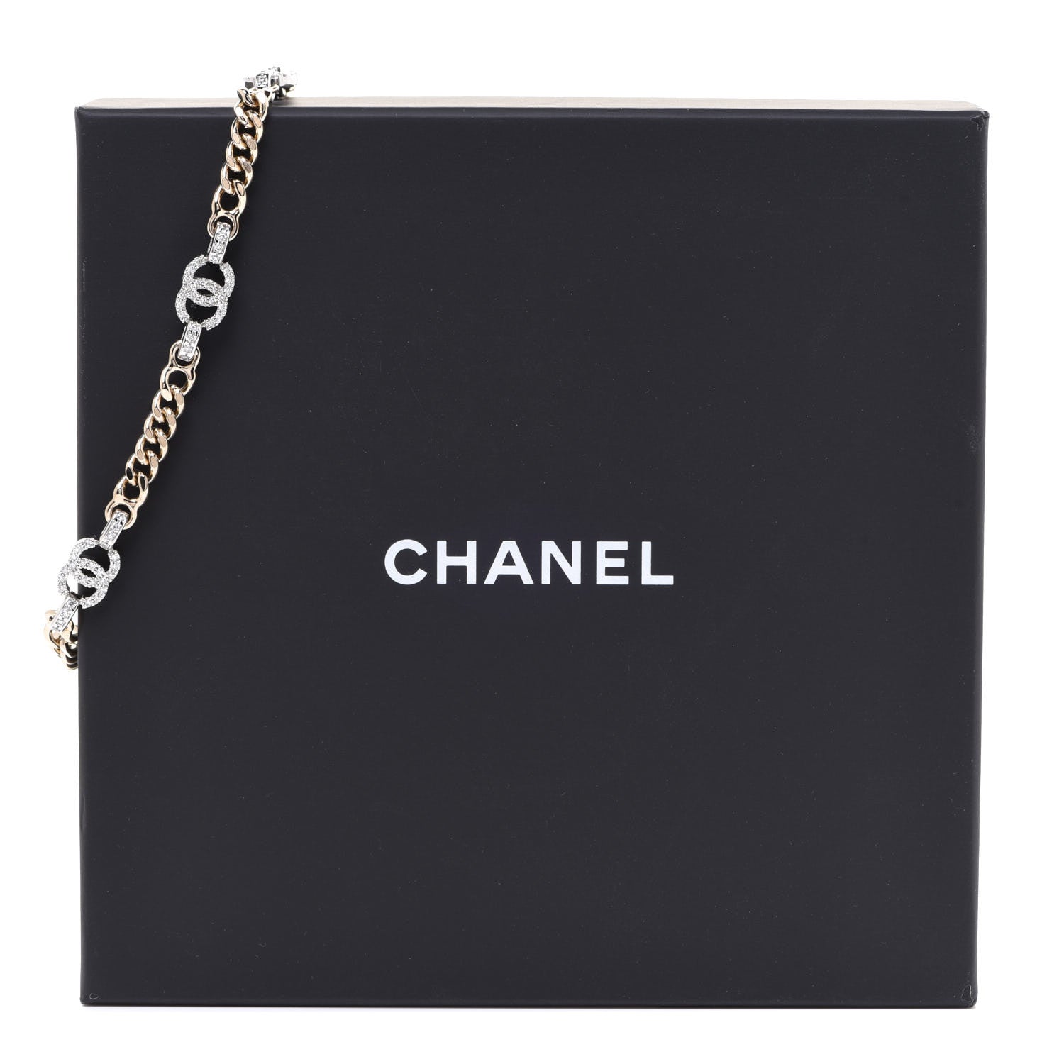 Chanel Crystal CC Chain Links Choker Necklace Gold 6 of 6