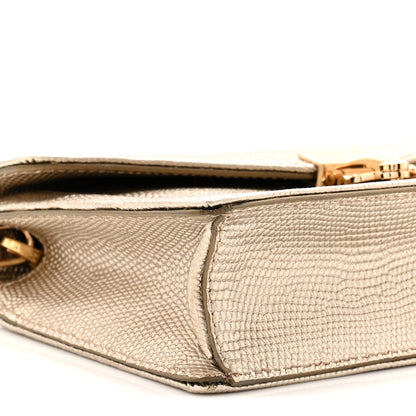 Miu Miu Metallic Vitello Lizard Embossed Confidential Chain Shoulder Bag Pirite 8 of 10