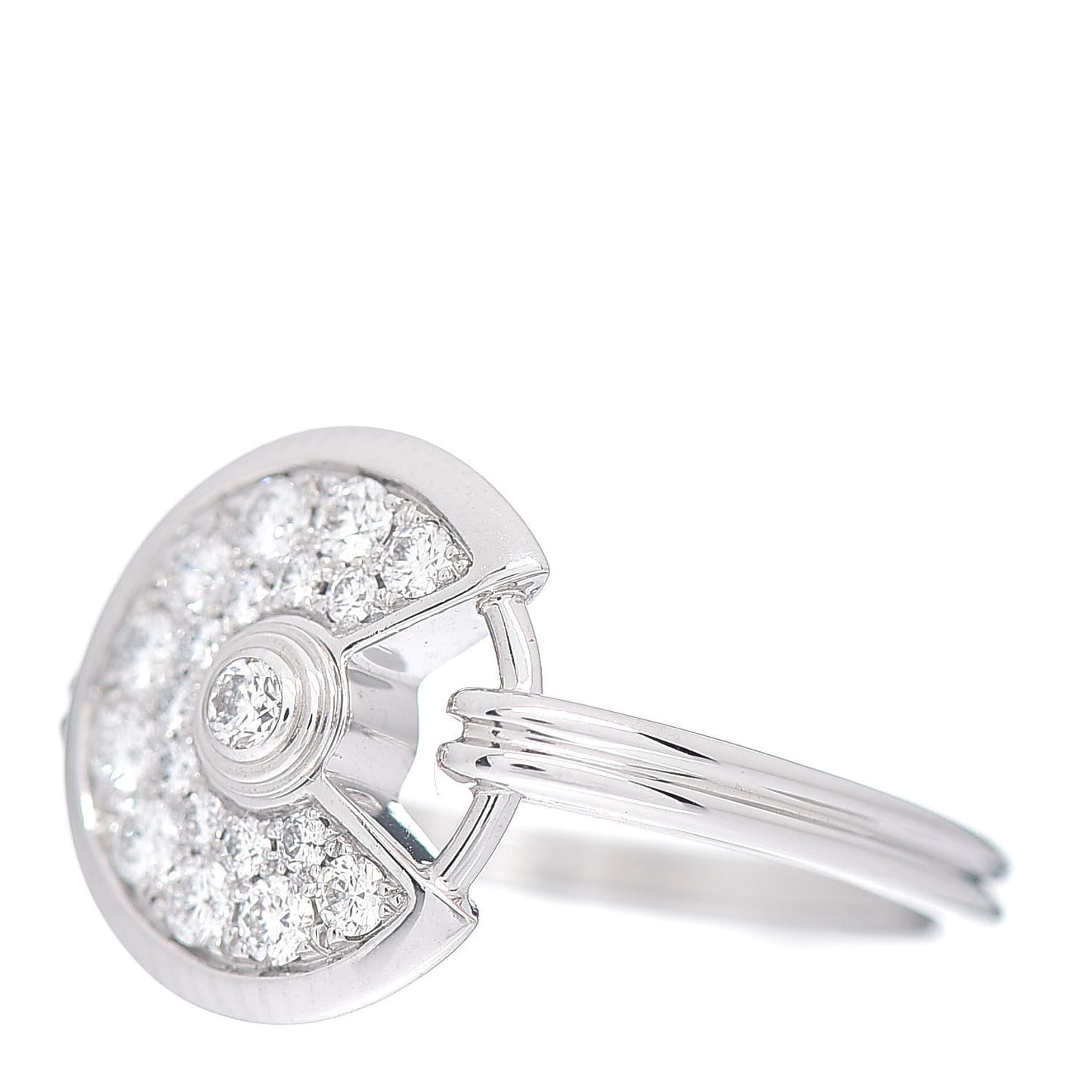 18K White Gold Diamond Amulette de Cartier Paved Ring 49 4.75