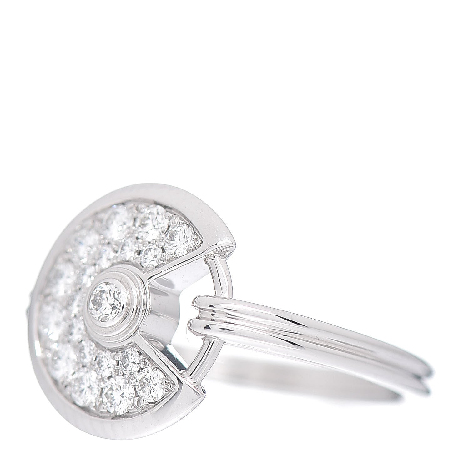 Cartier 18K White Gold Diamond Amulette de Cartier Paved Ring 49 4.75 3 of 6