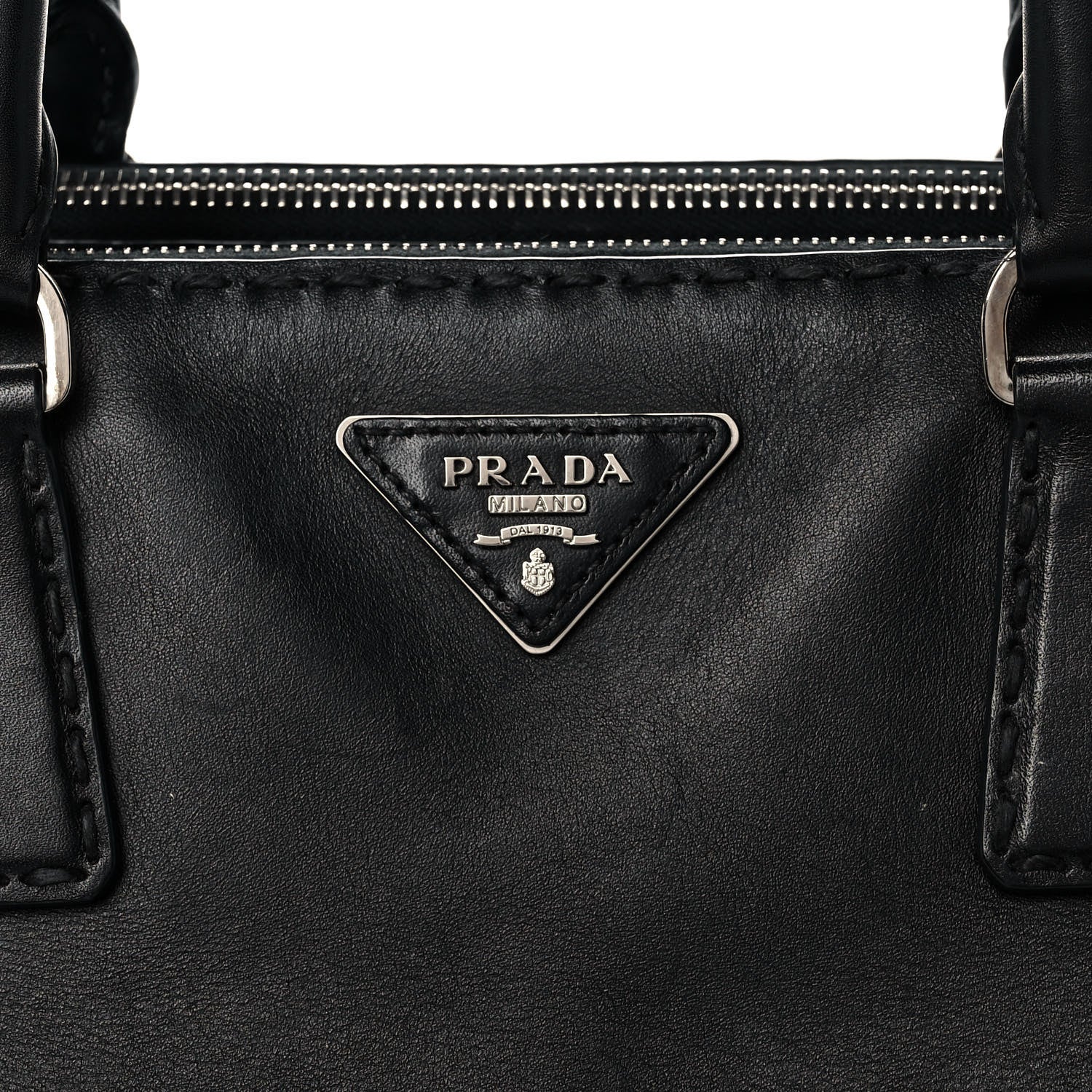 Prada City Calf Hand Stitched Medium Galleria Double Zip Tote Black 8 of 14