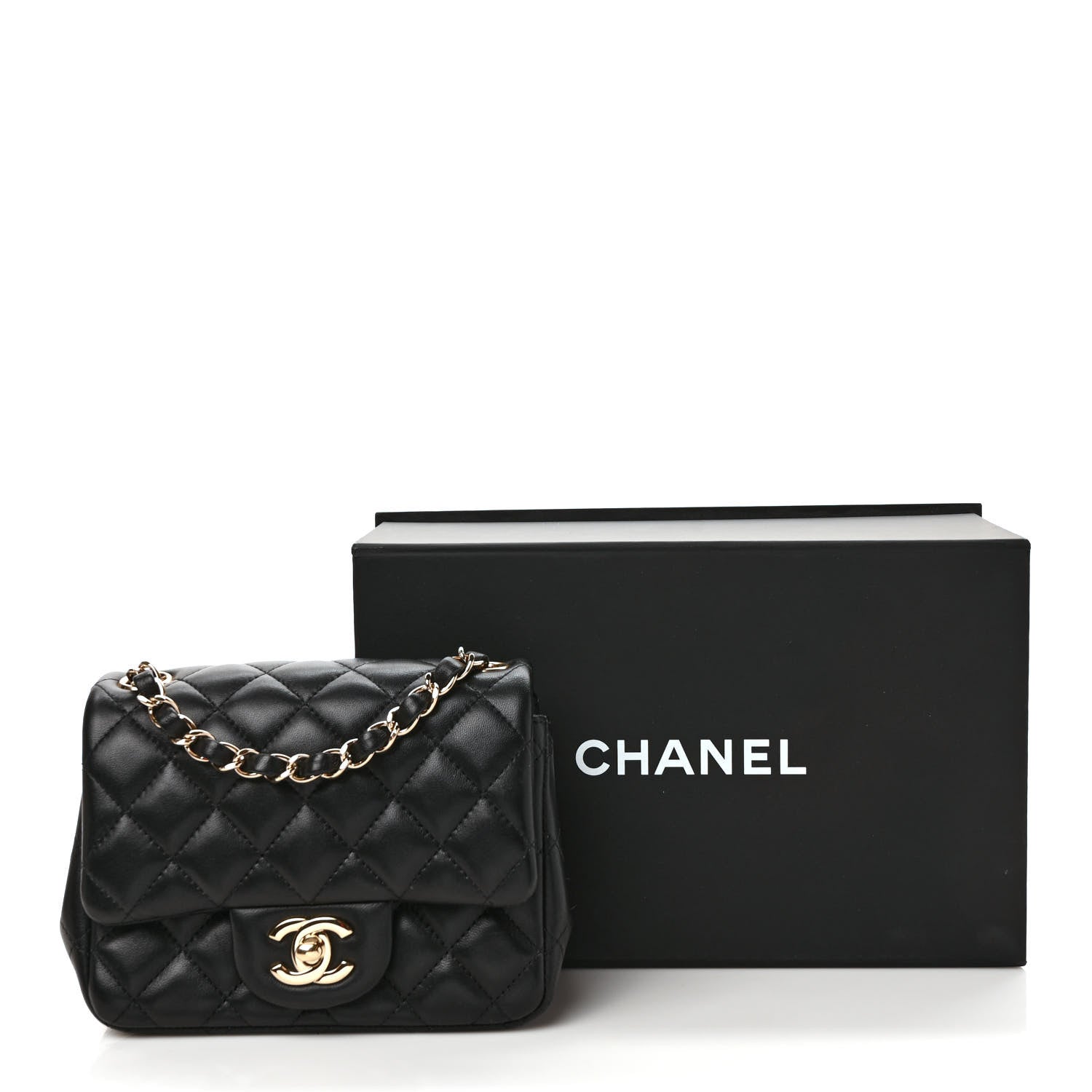 Chanel Lambskin Quilted Mini Square Flap Black 10 of 10