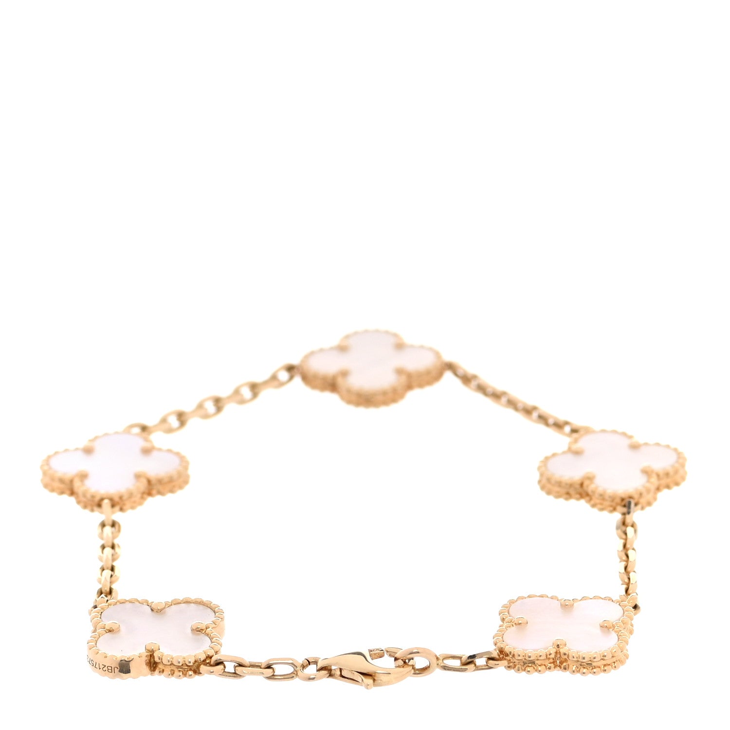 Van Cleef & Arpels 18K Yellow Gold Mother of Pearl 5 Motifs Vintage Alhambra Bracelet 2 of 5