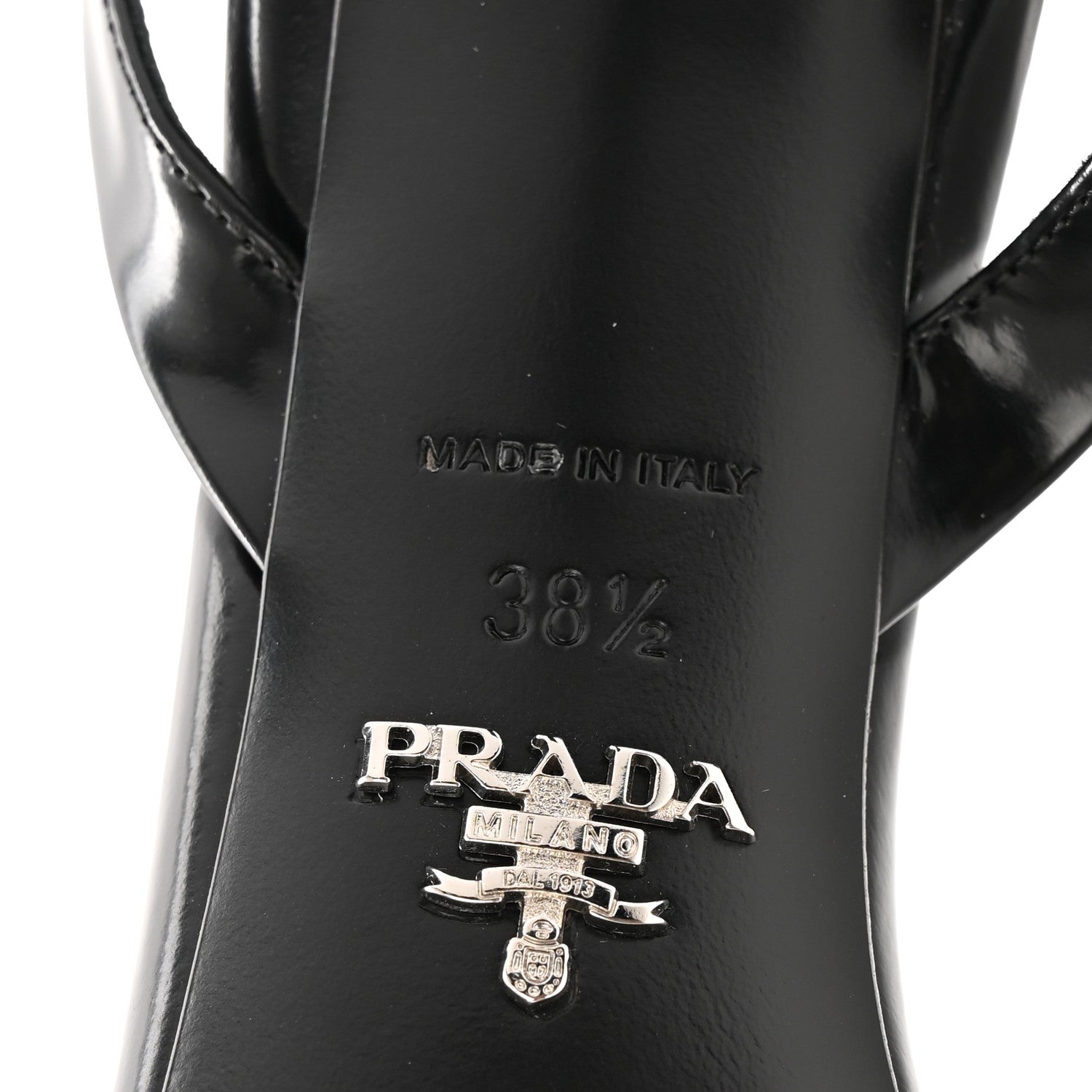 Prada Vernice Nylon Flower Metal Triangle Logo Open Toe 65mm Sandals 38.5 Black 8 of 10