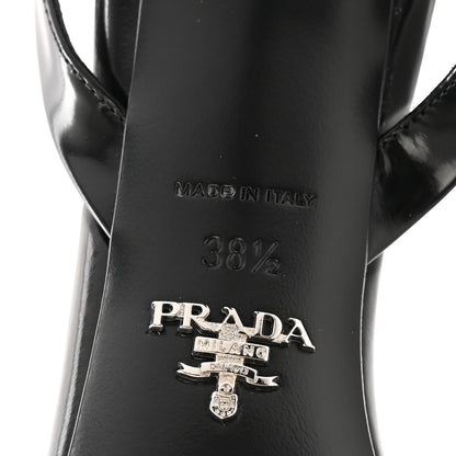 Prada Vernice Nylon Flower Metal Triangle Logo Open Toe 65mm Sandals 38.5 Black 8 of 10