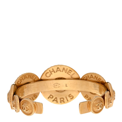 Chanel Metal Medallion CC Cuff Bracelet L Gold 3 of 4