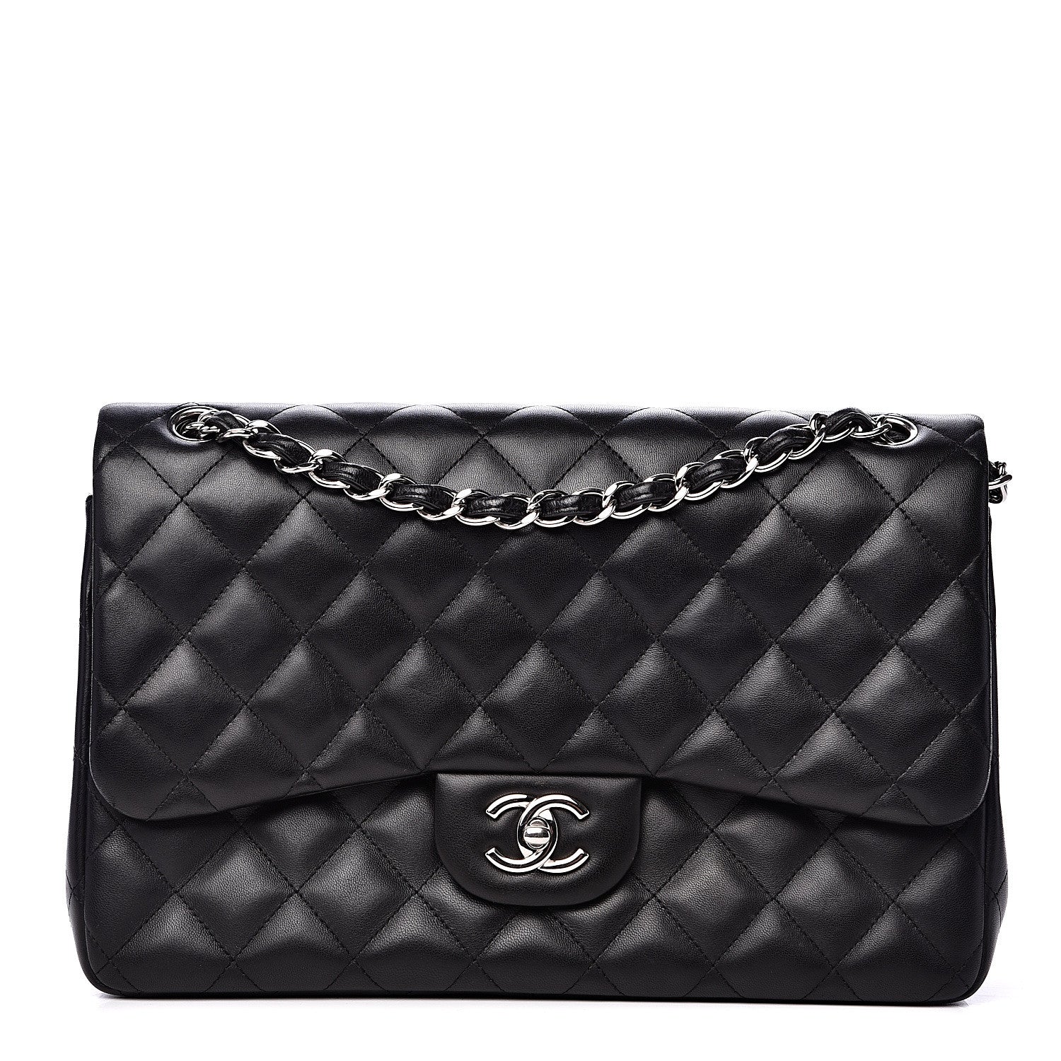 Chanel Lambskin Quilted Jumbo Double Flap Black 1 of 16