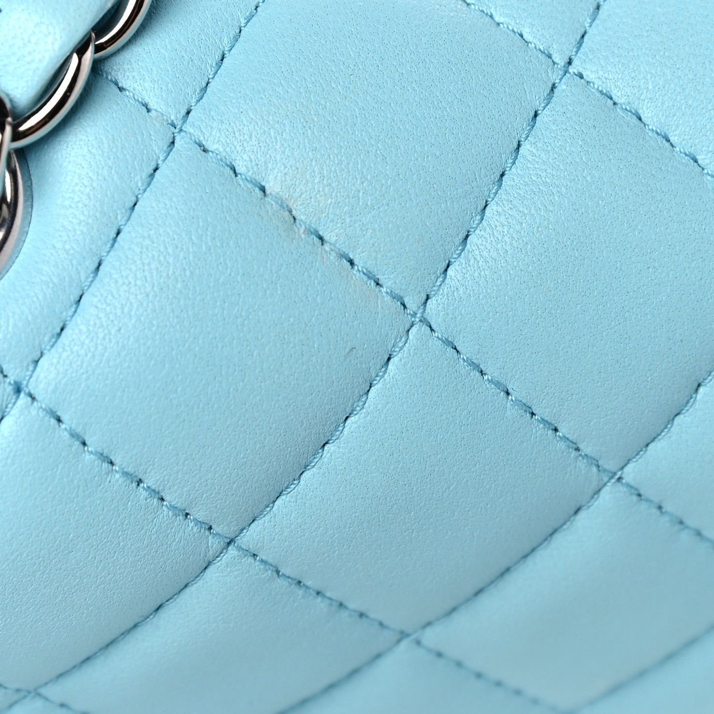 Lambskin Quilted Mini Rectangular Flap Neon Blue