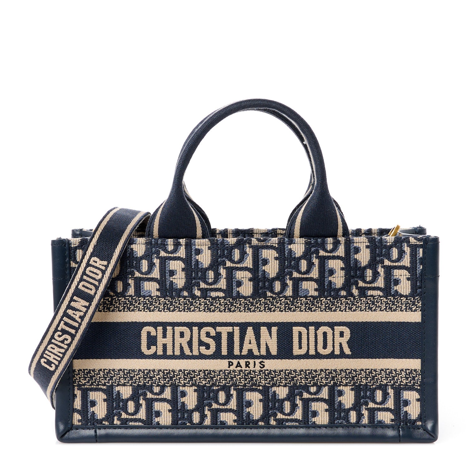 Christian Dior Oblique Calfskin East West Book Tote With Strap Blue Multicolor 1 of 10