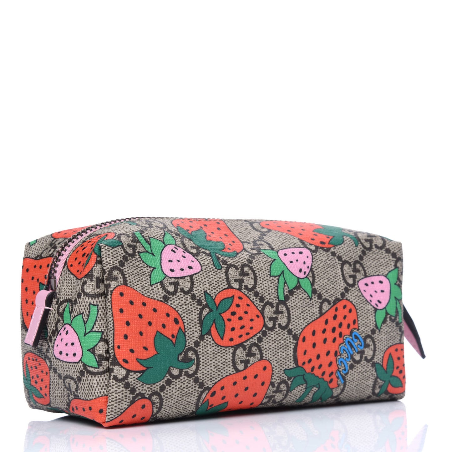 GG Supreme Monogram Strawberry Cosmetic Case