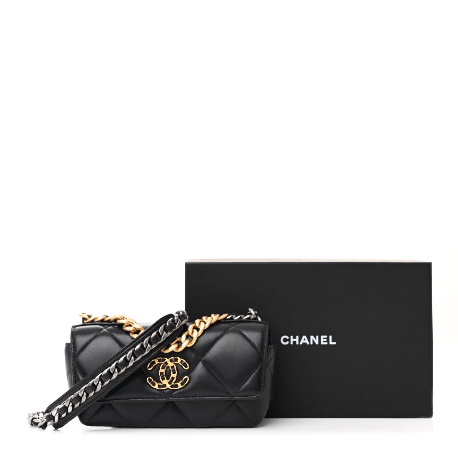 Chanel Goatskin Quilted Chanel 19 Glasses Case With Chain Black 13 of 13