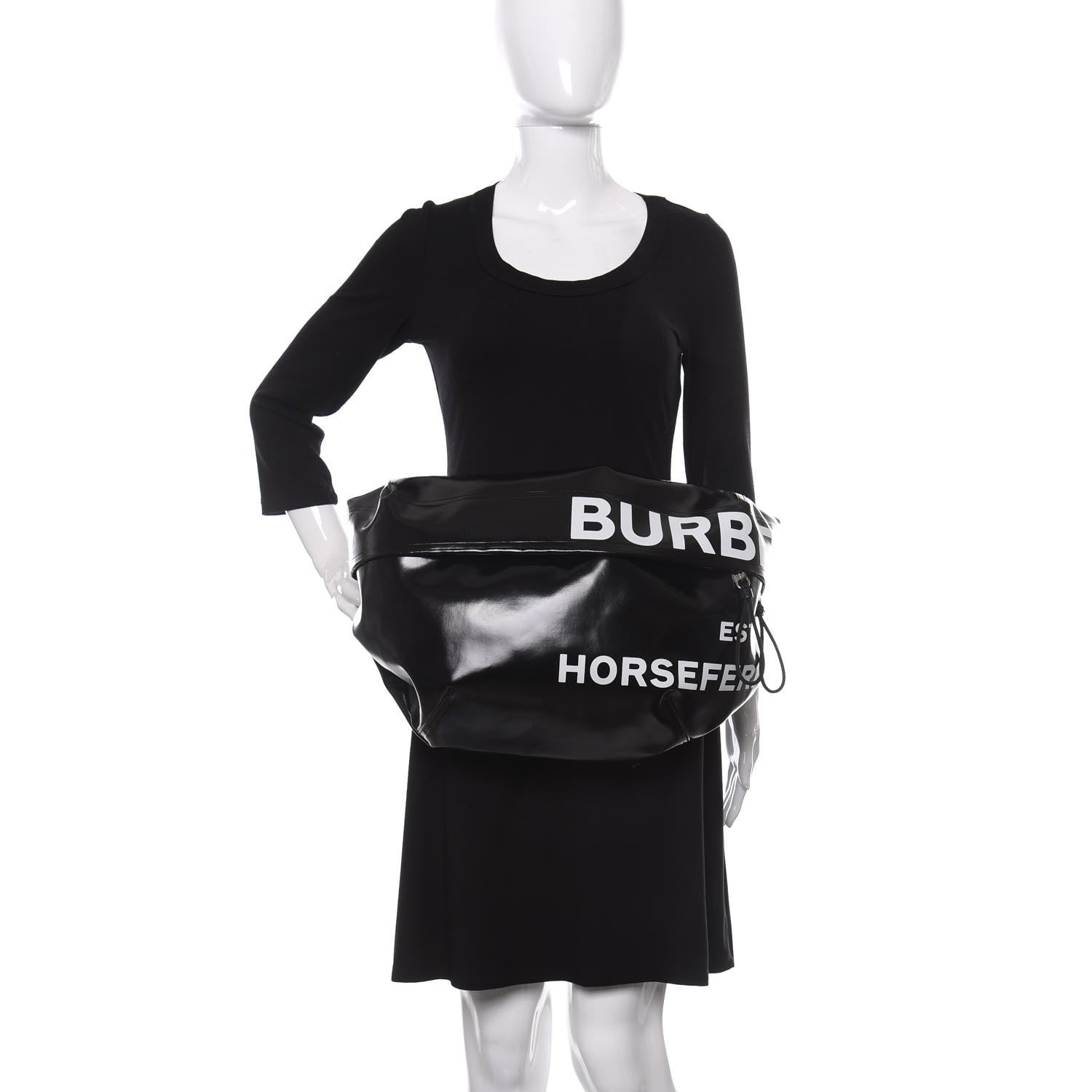 Burberry Coated Canvas Horseferry Print Extra Large Bum Bag Black 2 of 9