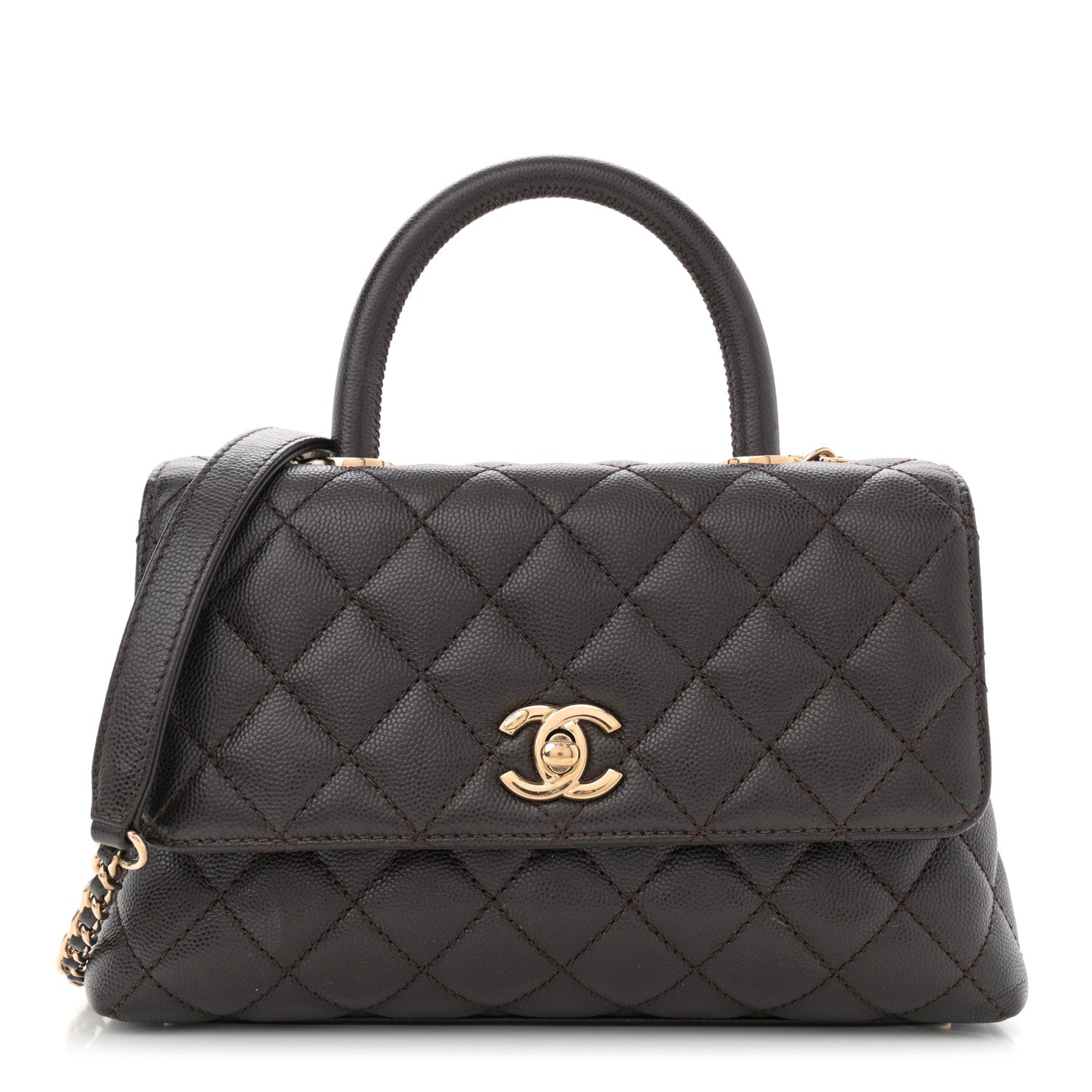 Chanel Caviar Quilted Mini Coco Handle Flap Dark Brown 1 of 11