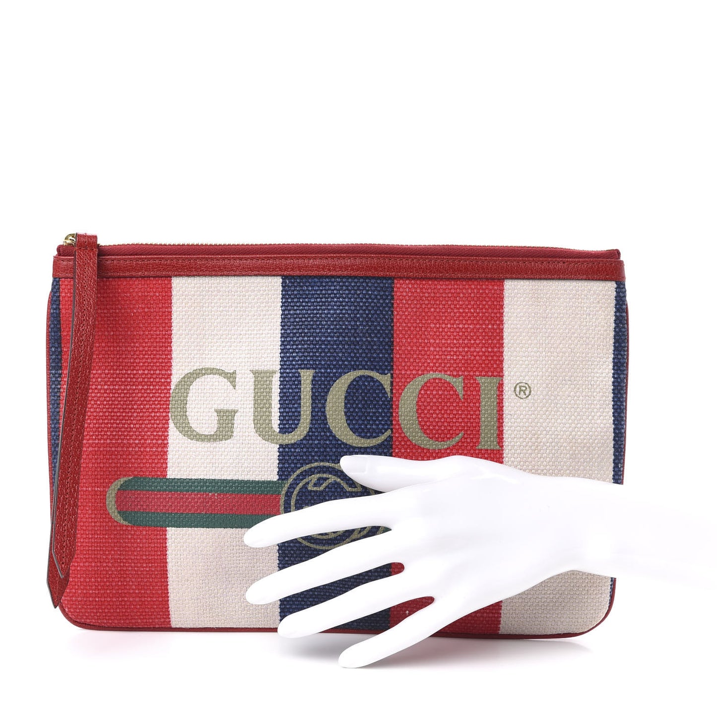 Canvas Sylvie Stripe Logo Zip Pouch Mystic White Hibiscus Red Maritime