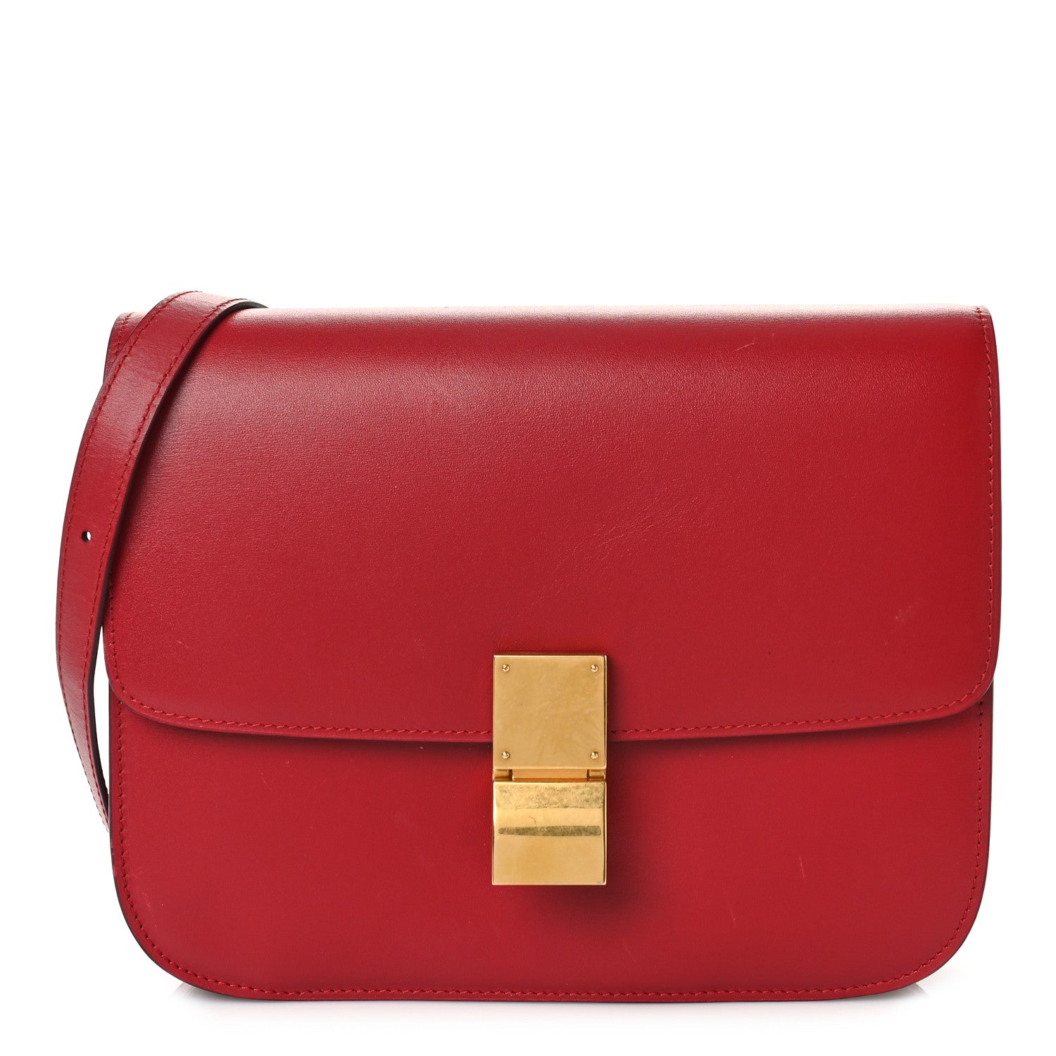 Celine Box Calfskin Medium Classic Box Flap Bag Red 1 of 8