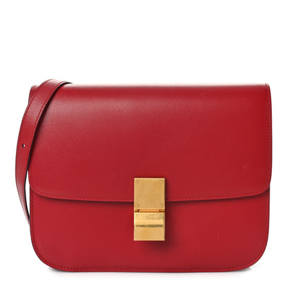 Celine Box Calfskin Medium Classic Box Flap Bag Red 1 of 8