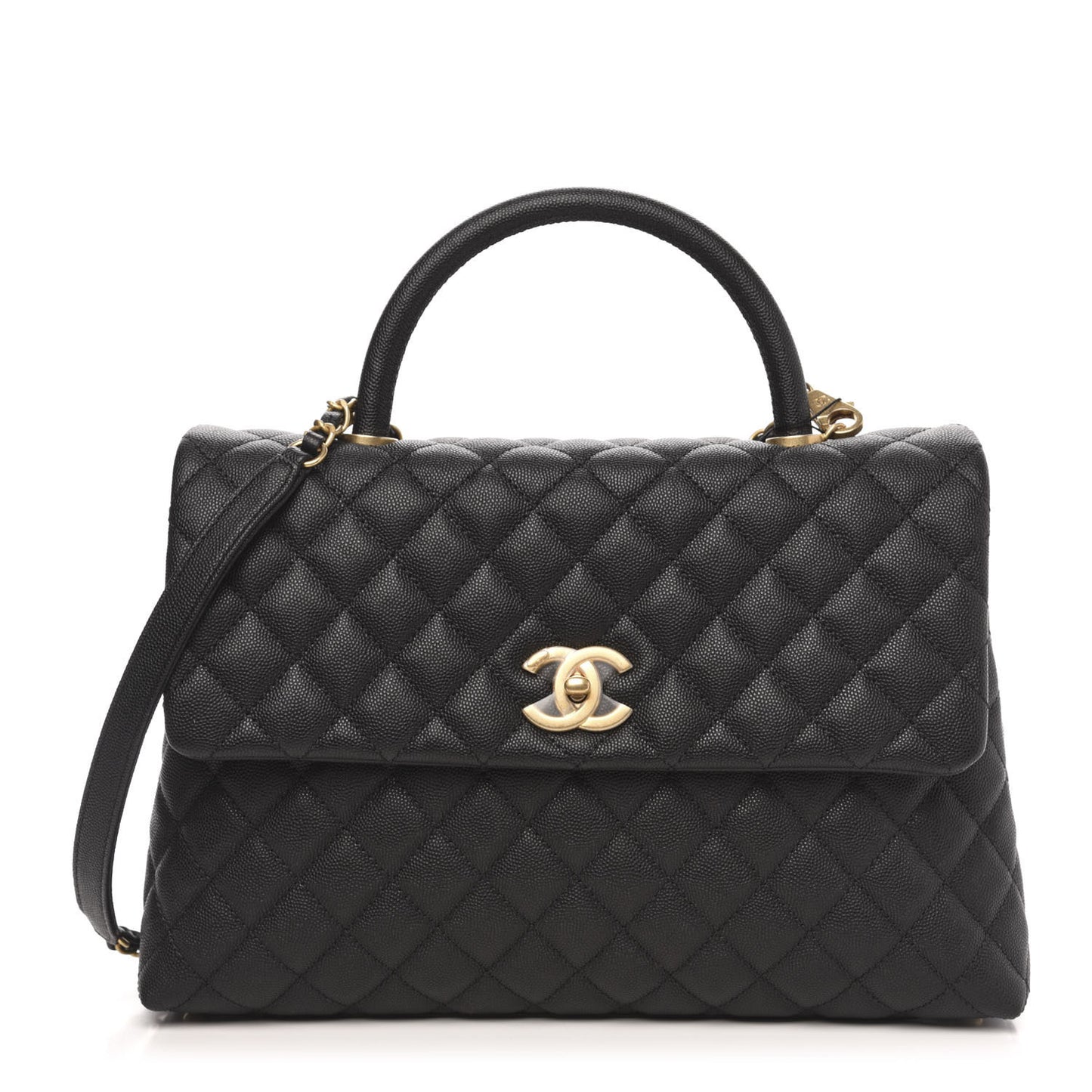 Caviar Quilted Medium Coco Handle Flap Black