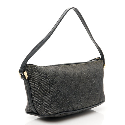 Gucci Denim Monogram Boat Pochette Black 3 of 10