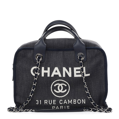 Chanel Denim Deauville Bowling Bag Dark Blue 1 of 10