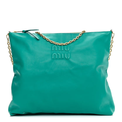 Miu Miu Soft Calf Softy Shoulder Bag Peacock Blue 1 of 11